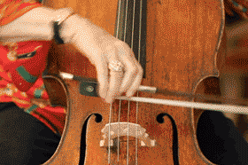 A GIF of Christine Walveska playing the cello. 