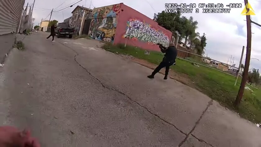 Image from video of fatal SDPD shooting of Isaac Andrade