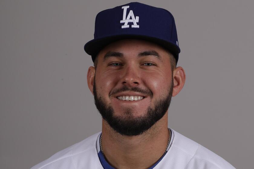 This is a 2020 photo of Zach Reks of the Los Angeles Dodgers baseball team. This image reflects the 2020 active roster as of Thursday, Feb. 20, 2020, when this image was taken in Phoenix. (AP Photo/Gregory Bull)