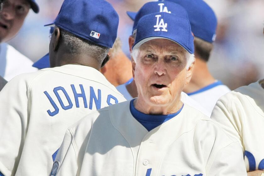 Former Dodger great Carl Erskine threw out the first pitch in 2008.