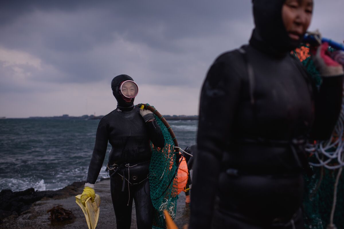 Haenyeo divers on South Korea's southern island of Jeju in 2015.