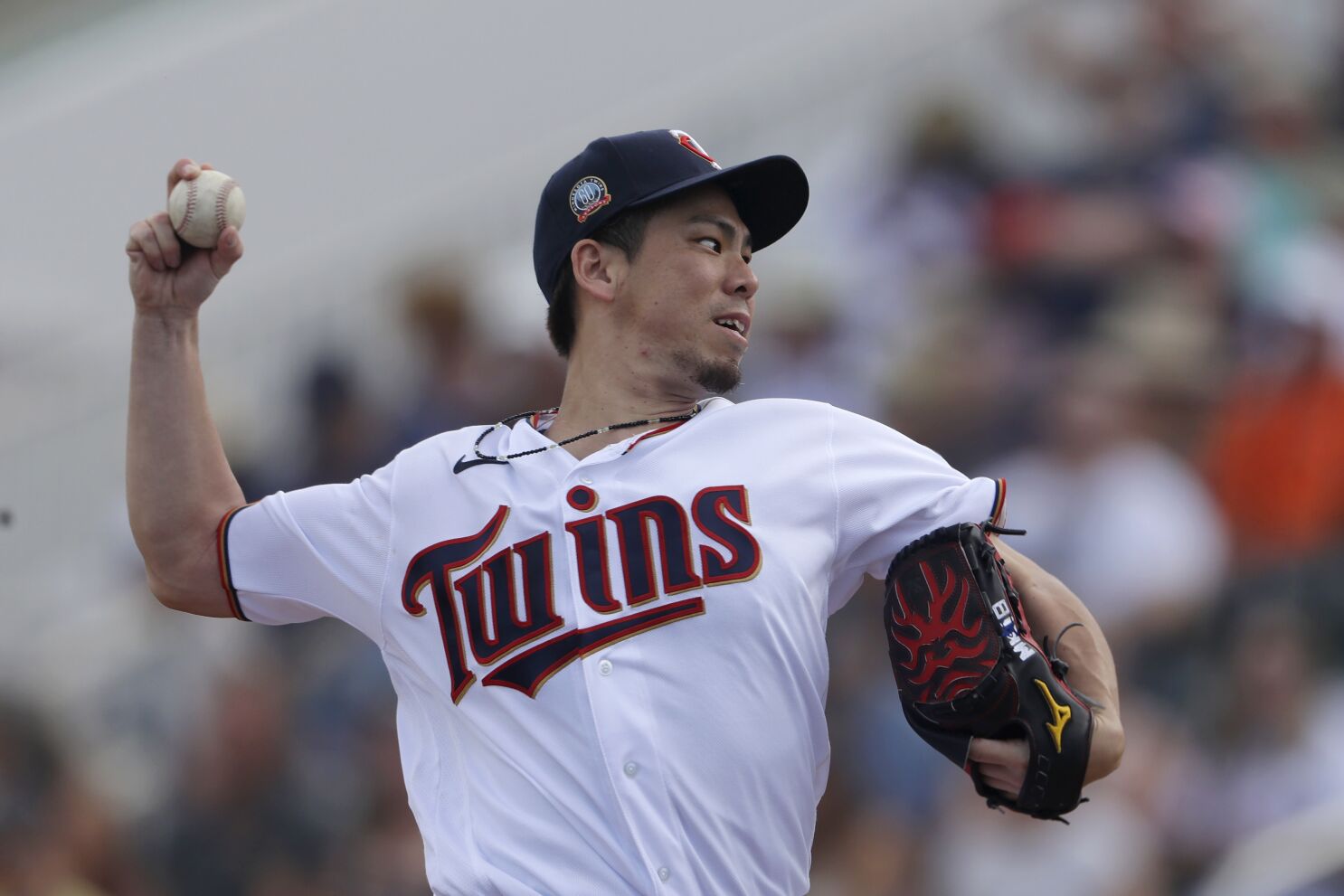 Twins' Kenta Maeda pitched around big issue during spring start