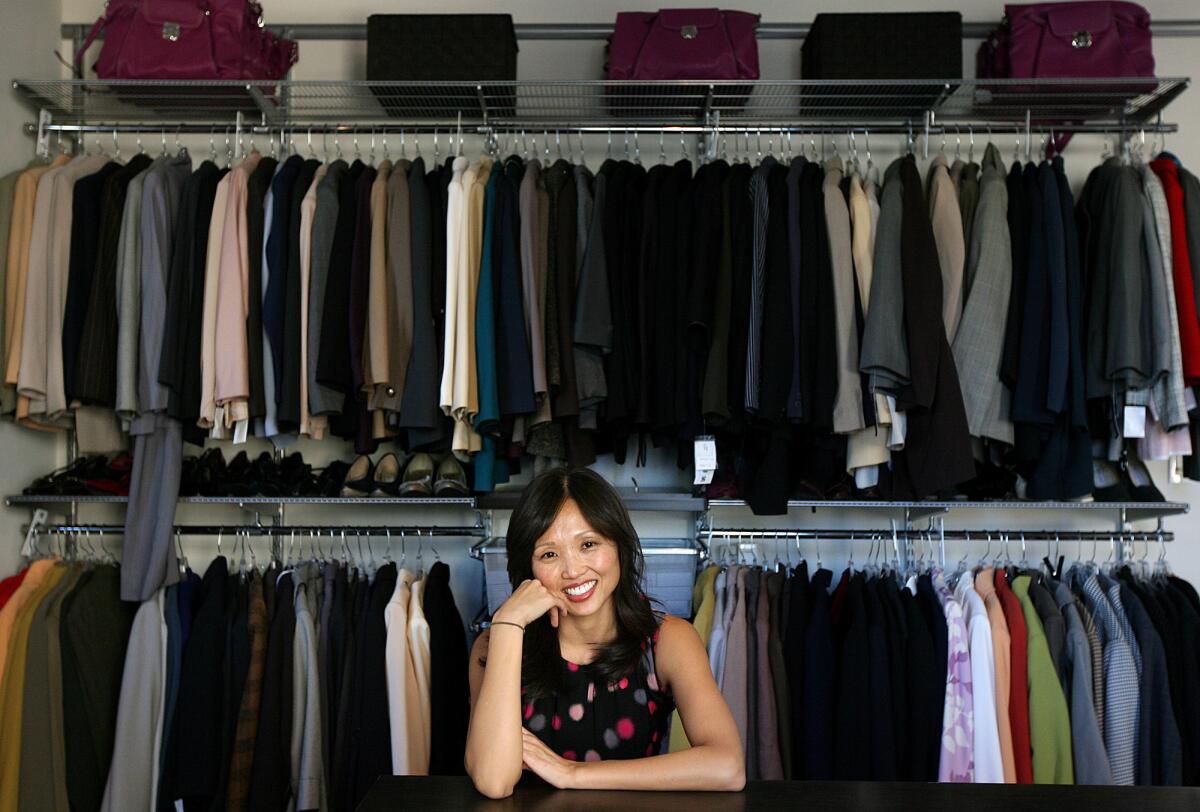 Lisa Adams of L.A. Closet Design, shown in a file photo at the Dress For Success Boutique in Hollywood, designed the pop-up shop for this year's fundraising sale.
