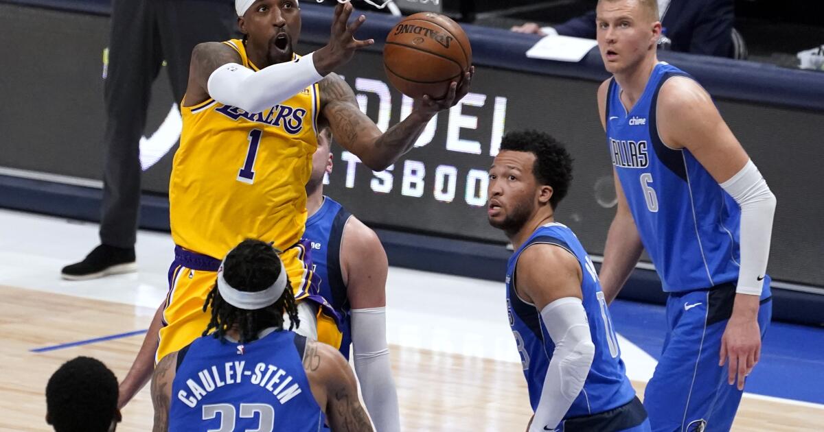 Lakers' dennis schroder and kentavious caldwell-pope combine for 54 in loss to dallas
