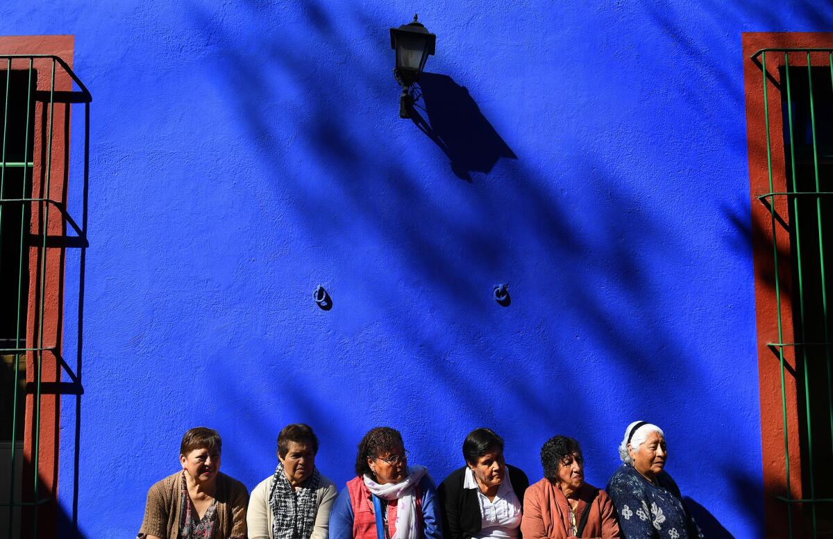 Visitors wait to enter the Frida House in Mexico City.