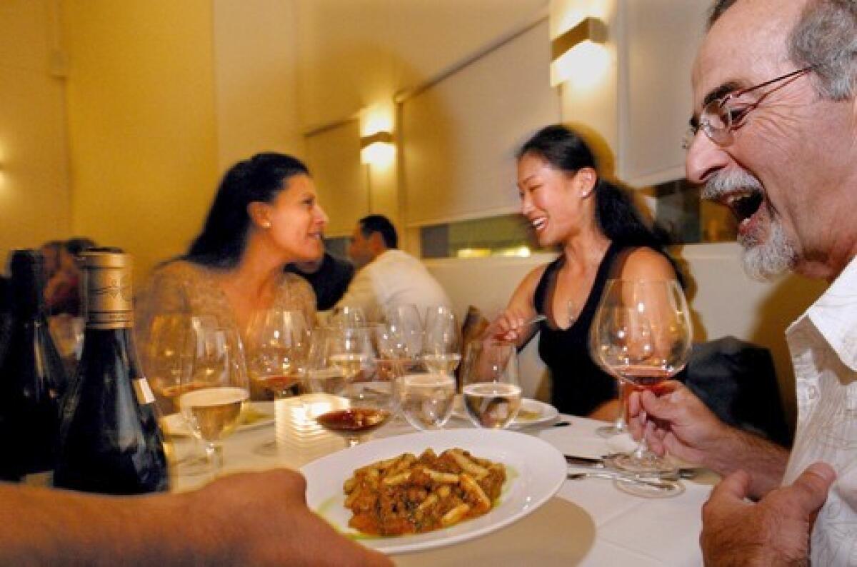 APPETIZING: Cavatelli with lamb, ragout and fresh mint captivates Vahan Garboushian, right, at La Terza. An alluring menu, democratic wine list and California dessert sensibility can mean only one thing: You'll be back.