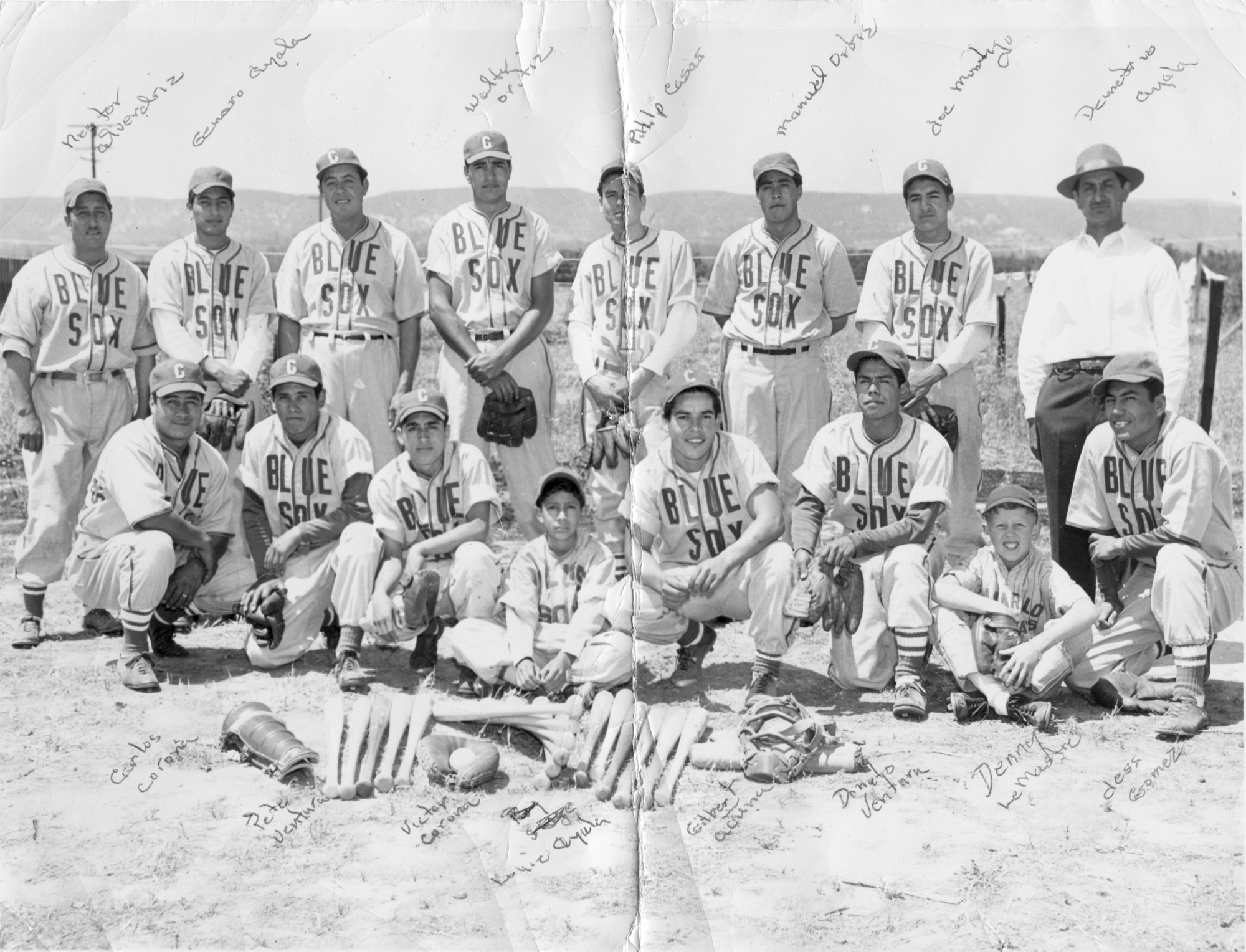 Denny Lemaster, second from bottom right, as a bat boy with the Camarillo Blue Sox in 1949. 