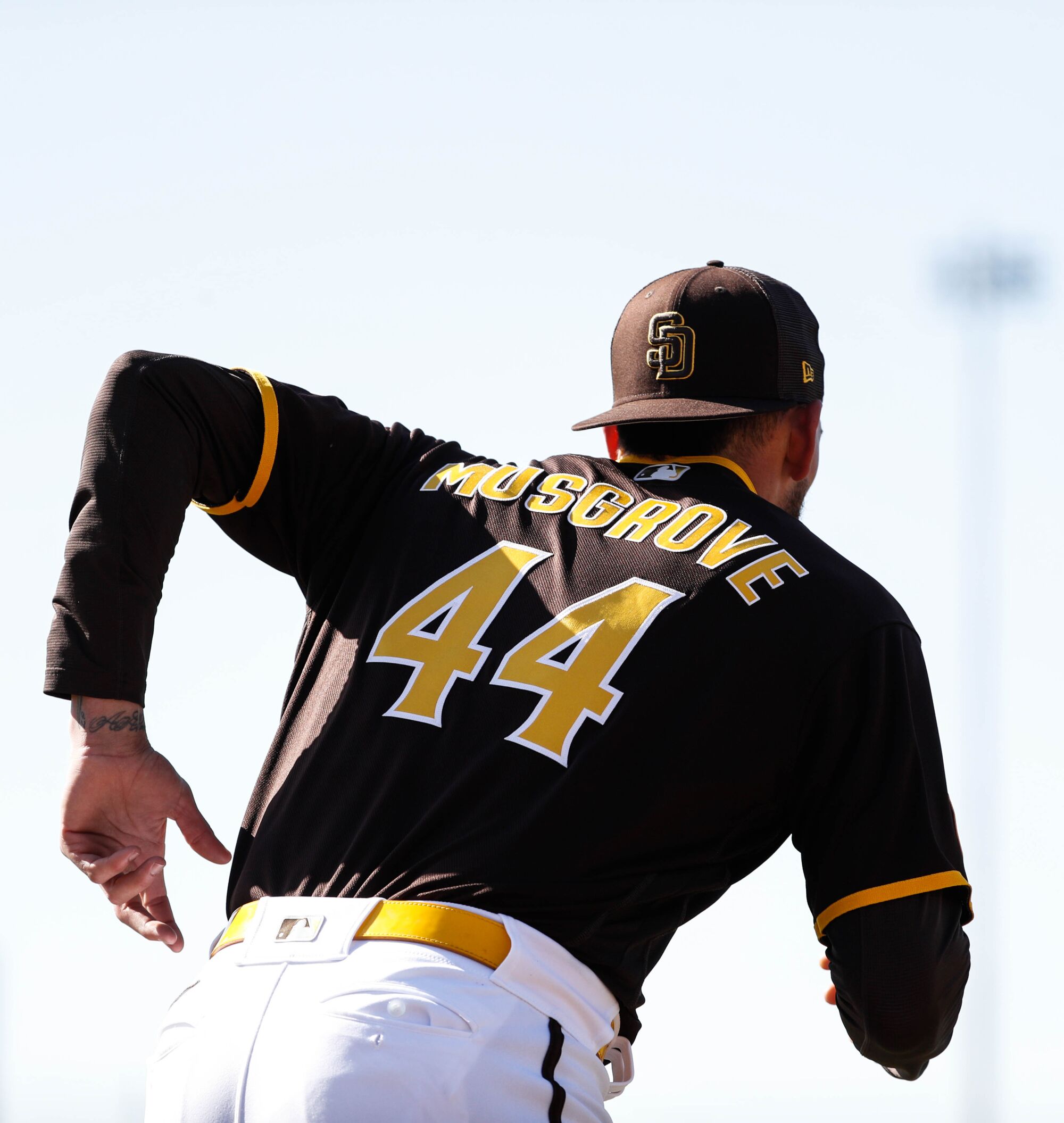 Padres pitcher Joe Musgrove works out during a spring training practice on Thursday.