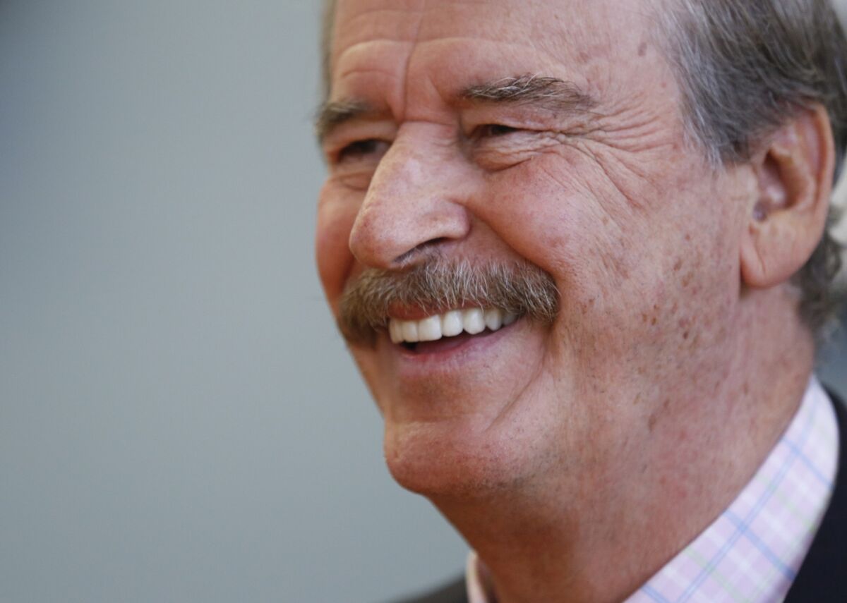 Former Mexican president Vicente Fox during an interview with the Los Angeles Times