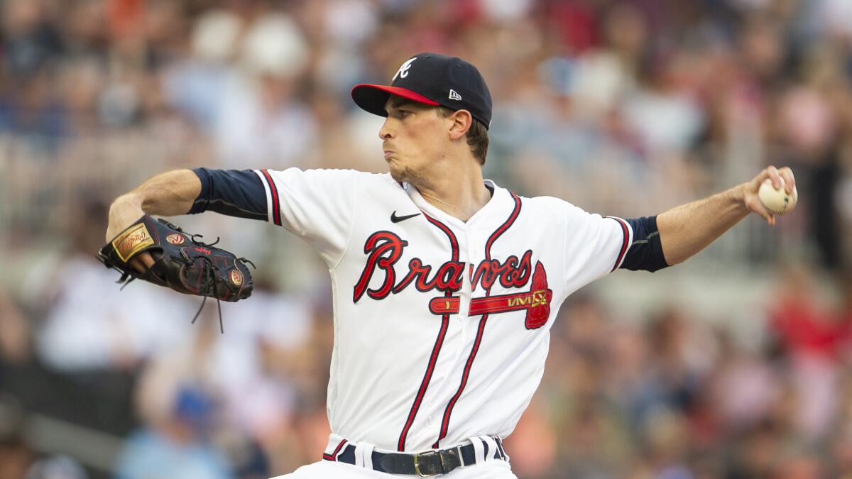 Atlanta Braves relief pitcher Luke Jackson throws during the sixth