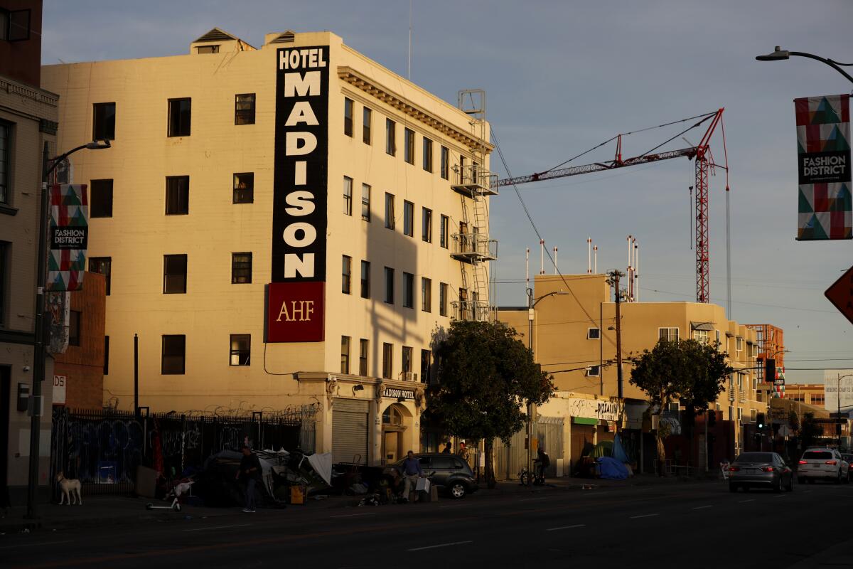 Hotel Madison on skid row in Los Angeles.