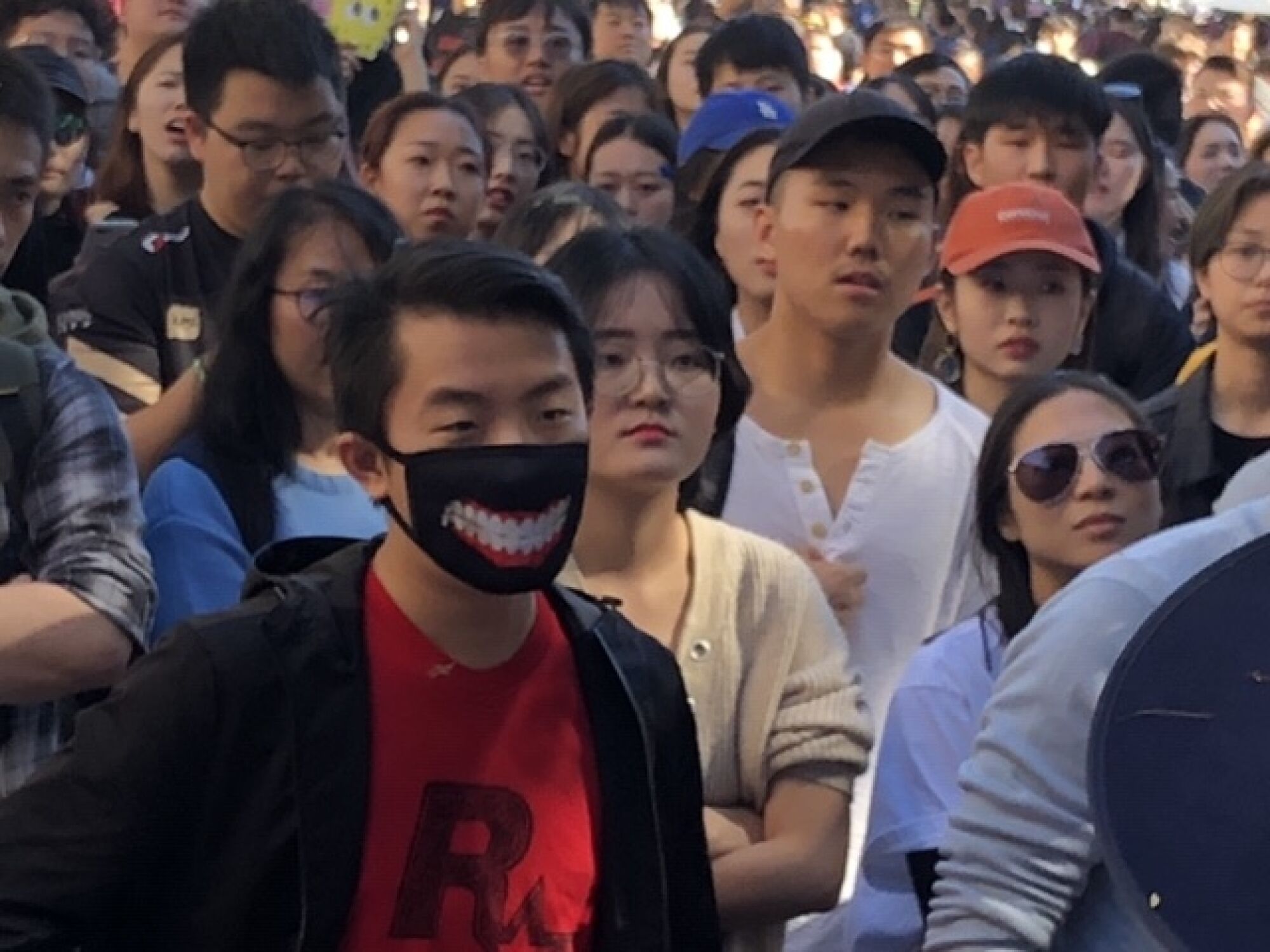 Pro-Beijing students gathered at the University of Queensland on July 24, 2019.