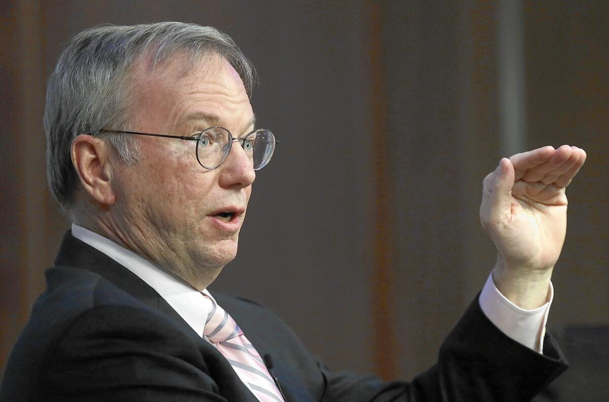 The European Commission accused Google of exploiting its huge share of the search market to favor its own comparison-shopping services over competitors'. Above is Google Executive Chairman Eric Schmidt.