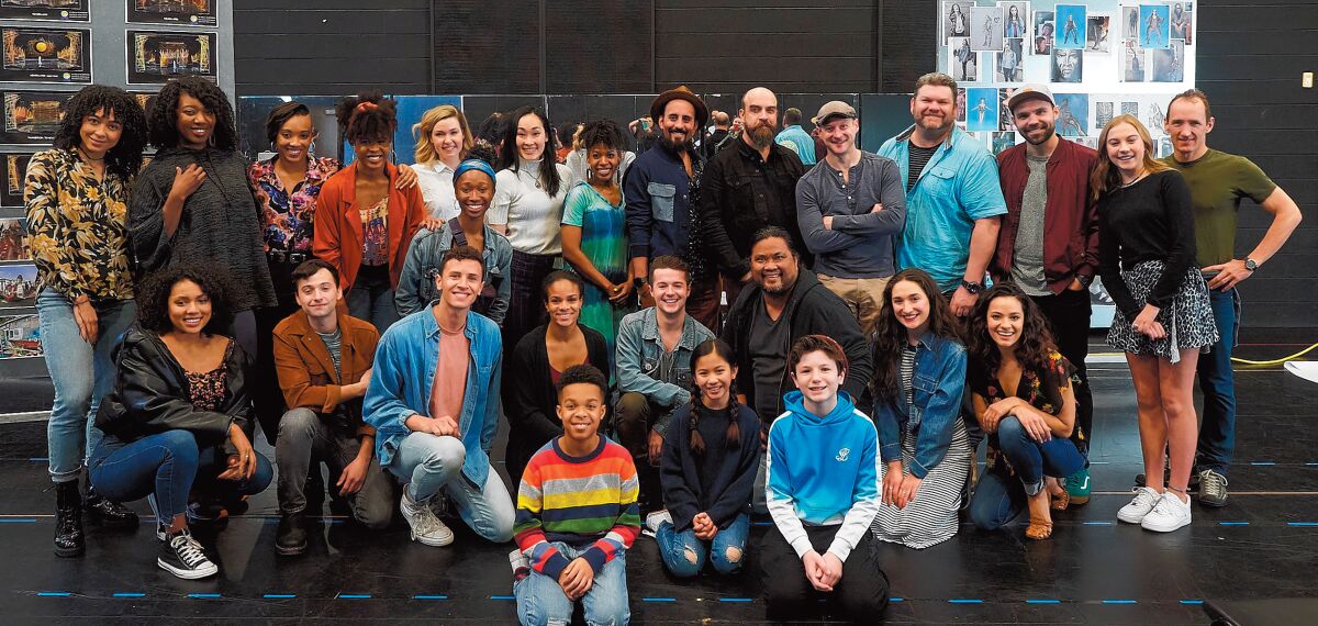 The full cast of ‘Fly’ during rehearsals. 'Fly' performs Feb. 18-March 29, 2020 at La Jolla Playhouse’s Mandell Weiss Theatre, 2910 La Jolla Village Drive, on the UC San Diego campus. Tickets: From $25. (858) 550-1010. lajollaplayhouse.org