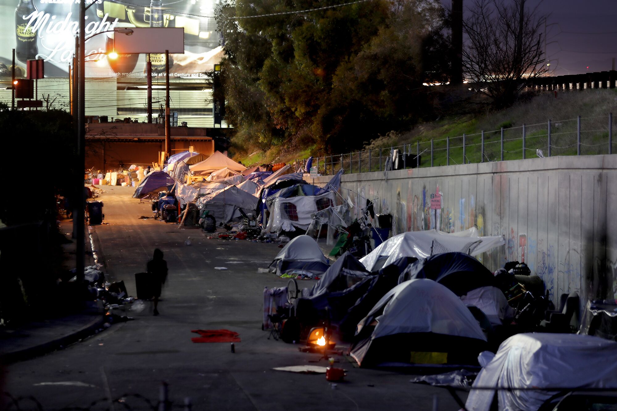 A homeless encampment near Los Angeles International Airport.