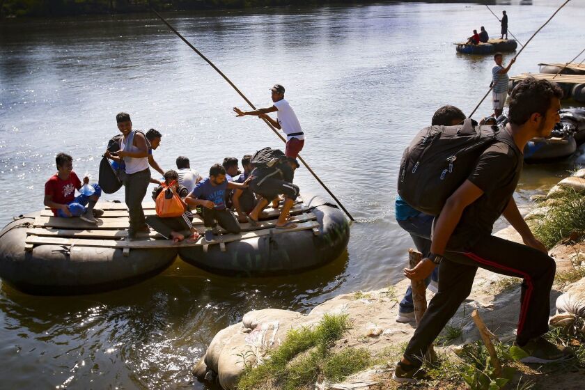 JANUARY 17, CIUDAD HILDAGO, MEXICO Some migrants who used the float raft to cross into Mexico illegally from Tecun Uman, Guatemala to Ciudad Hidalgo, were not aware that they could cross into Mexico legally and would be welcomed to register with Mexico immigration.