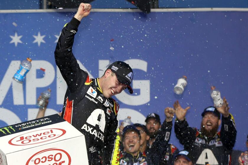 JOLIET, ILLINOIS - JUNE 30: Alex Bowman, driver of the #88 Axalta Chevrolet, celebrates in Victory Lane after winning the Monster Energy NASCAR Cup Series Camping World 400 at Chicagoland Speedway on June 30, 2019 in Joliet, Illinois. (Photo by Matt Sullivan/Getty Images) ** OUTS - ELSENT, FPG, CM - OUTS * NM, PH, VA if sourced by CT, LA or MoD **