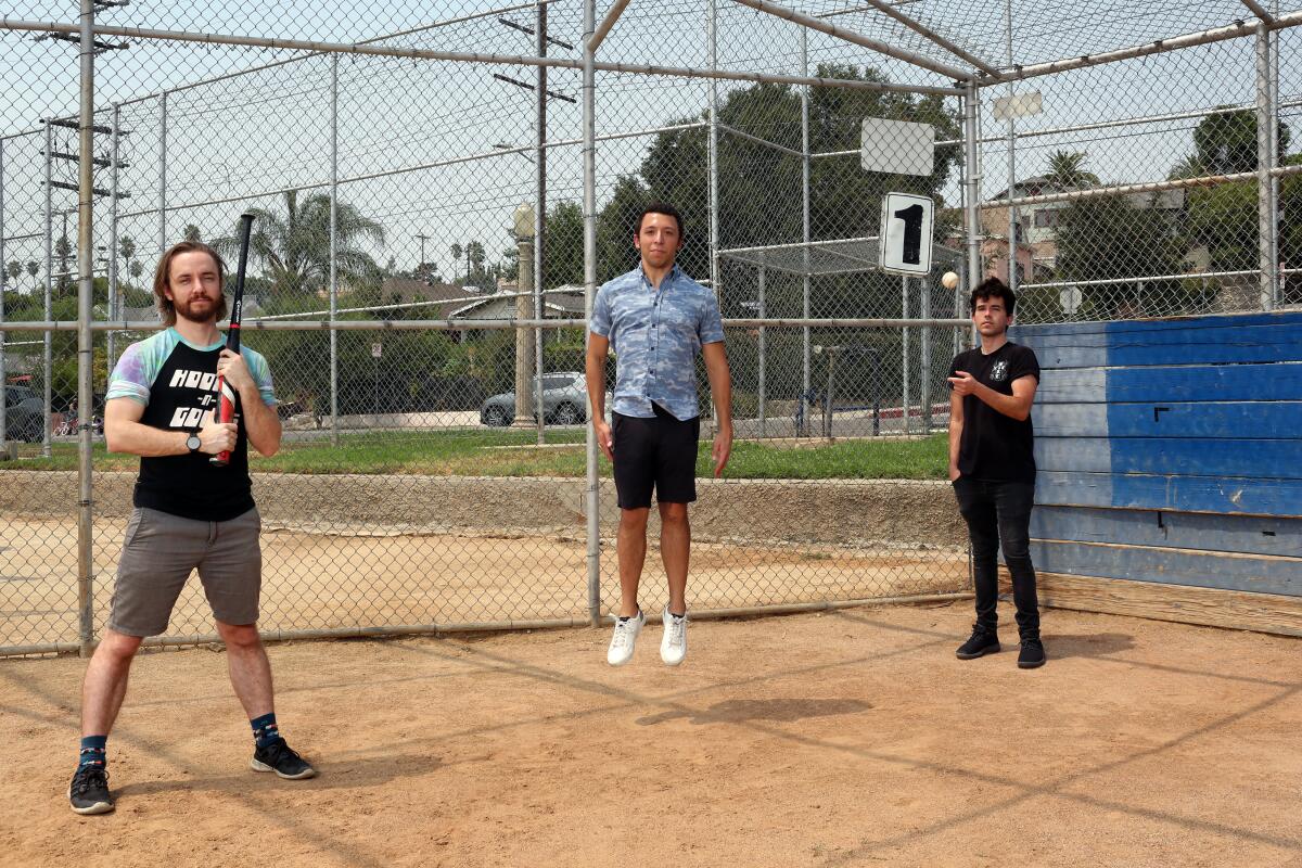 "Blaseball" comes from local studio the Game Band, which is Joel Clark, left, Sam Rosenthal and Stephen Bell.