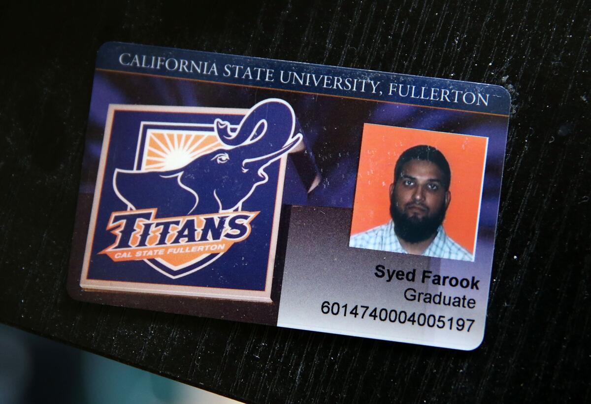 The Cal State Fullerton student identification of Syed Rizwan Farook.