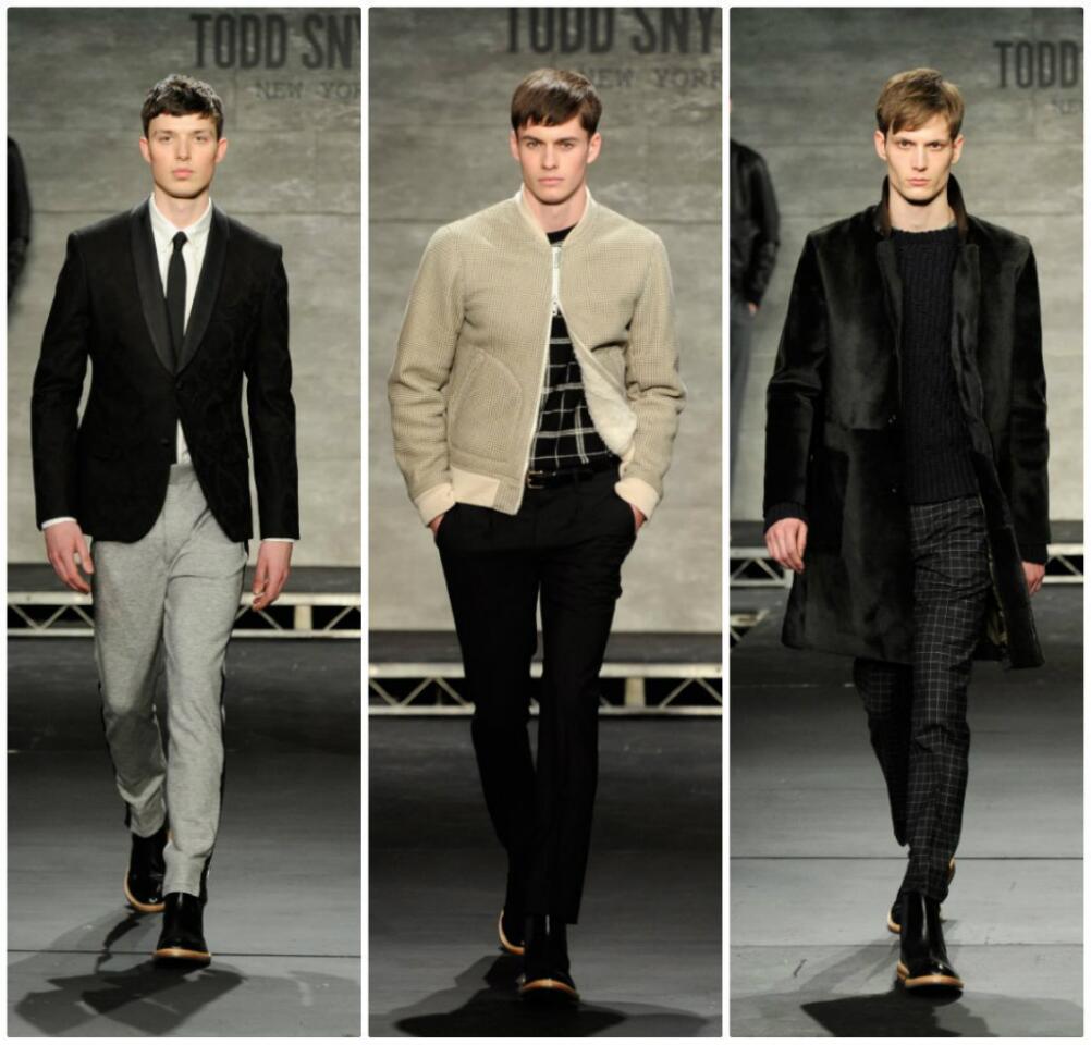 Looks from Todd Snyder's fall and Winter 2014 Mod Gents collection presented at the Lincoln Center tents during New York Fashion Week.