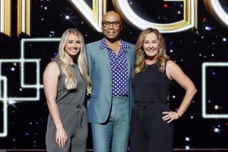 "Lingo" host RuPaul Charles is with Riley Compton, l, and her mother, Annmarie Tejcek, on the game show's March 8 episode.