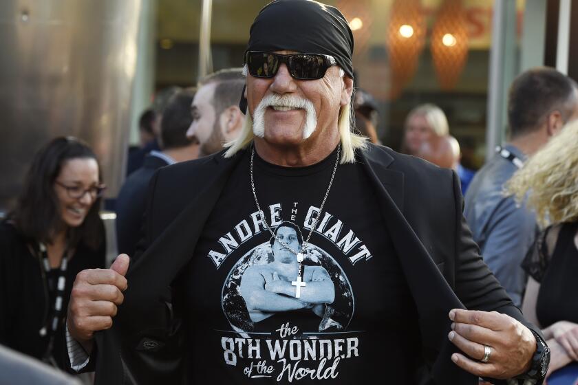 Professional wrestler Hulk Hogan arrives at the premiere of the HBO documentary film "Andre the Giant" at the ArcLight Hollywood on Thursday, March 29, 2018, in Los Angeles. The film explores the life of World Wrestling Entertainment legend Andre Rene Roussimoff. (Photo by Chris Pizzello/Invision/AP)