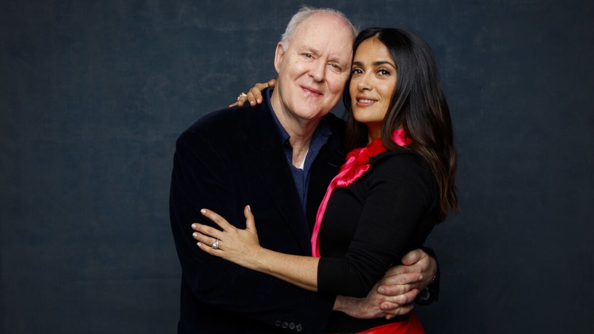John Lithgow and Salma Hayek, who star in "Beatriz at Dinner," photographed in the L.A. Times photo studio during the Sundance Film Festival in Park City, Utah.