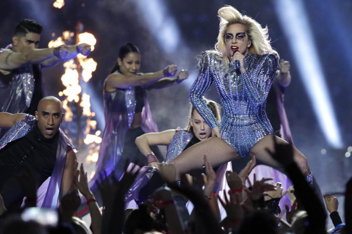 Lady Gaga performs during the Super Bowl 51 halftime show.
