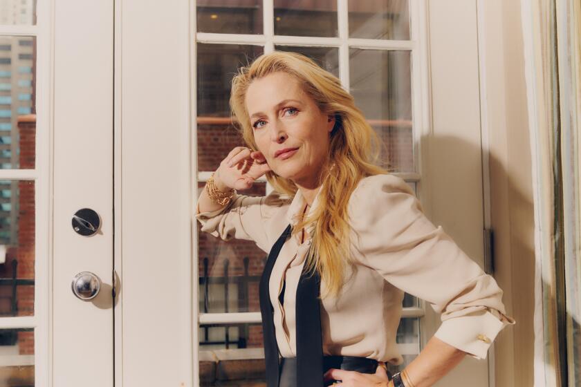 NEW YORK, NEW YORK - APRIL 4, 2024 Gillian Anderson who stars in the TV movie "Scoop" at the Lowell Hotel in New York on Thursday, April 4, 2024 (Evelyn Freja / For The Times)