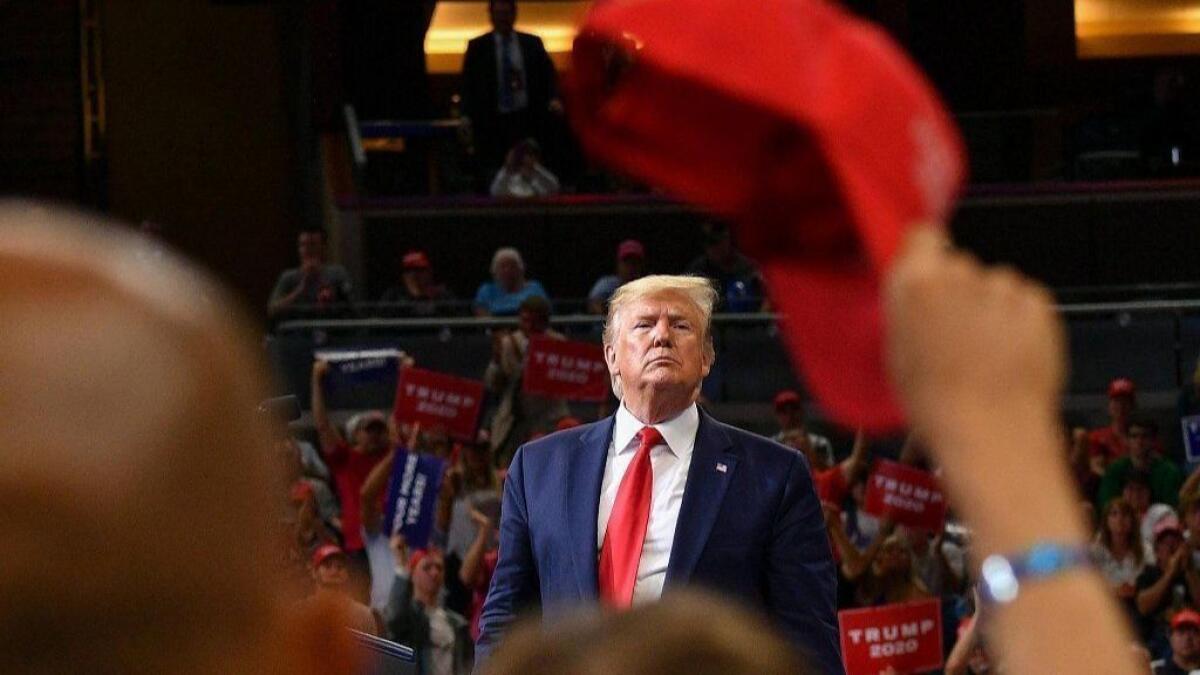 President Trump during his official reelection campaign launch rally at the Amway Center in Orlando, Fla., on June 18.