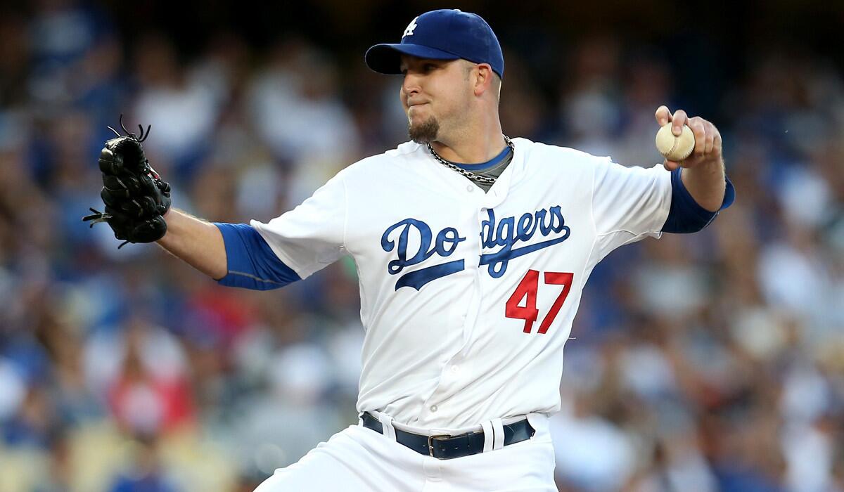 Dodgers pitcher Paul Maholm is 1-4 with 4.74 earned-run average in eight starts and 0-1 with a 5.00 ERA as a reliever.