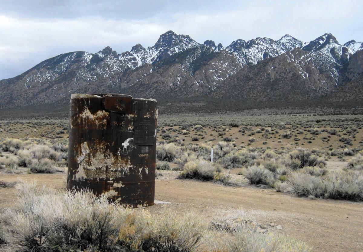 A steel well casing marks the site of a 1968 hydrogen bomb test in the old Central Nevada Test Area. Some military strategists, scientists and congressional leaders want the U.S. to develop a new generation of nuclear weapons.