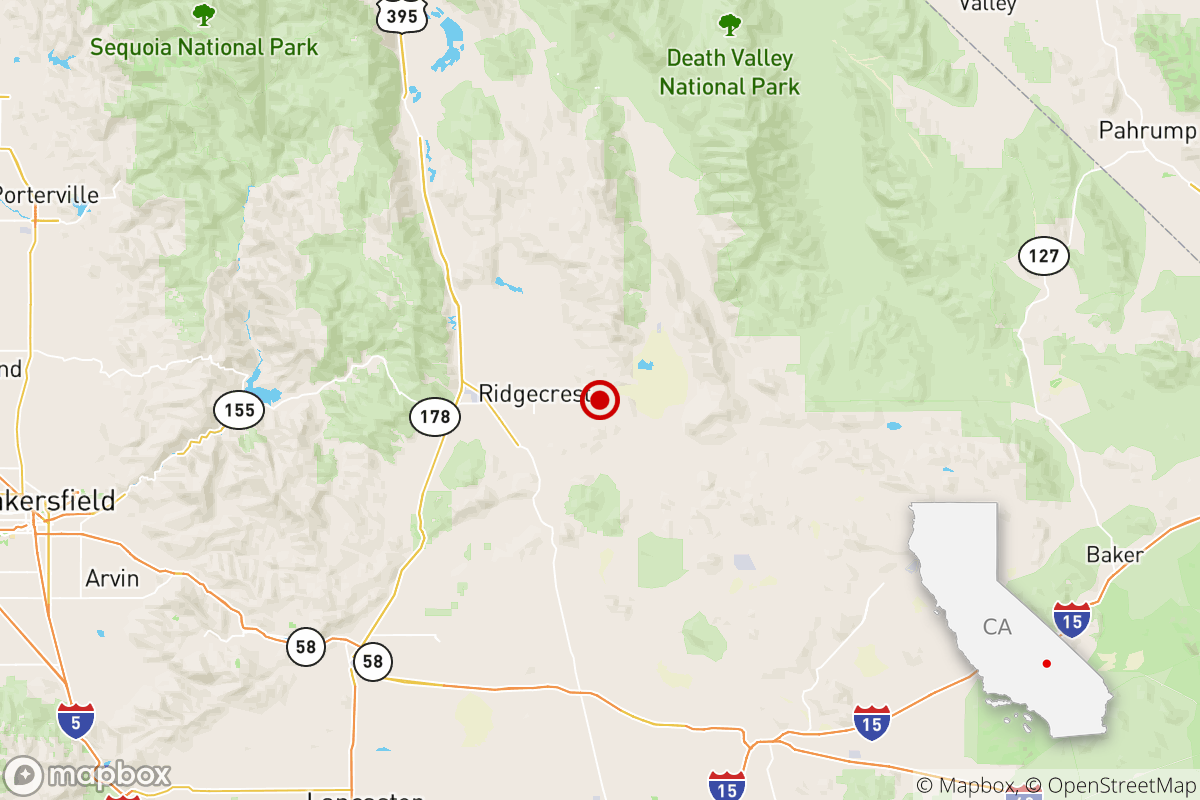 A map shows the location of a magnitude 3.2 earthquake that was reported at 7:17 a.m. Sept. 23 near Ridgecrest.