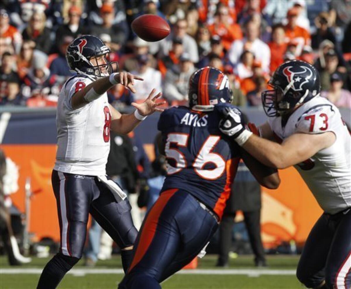 Quarterback Tim Tebow (15) throws a pass during an NFL football game  against the Houston Texans – Denver Broncos History