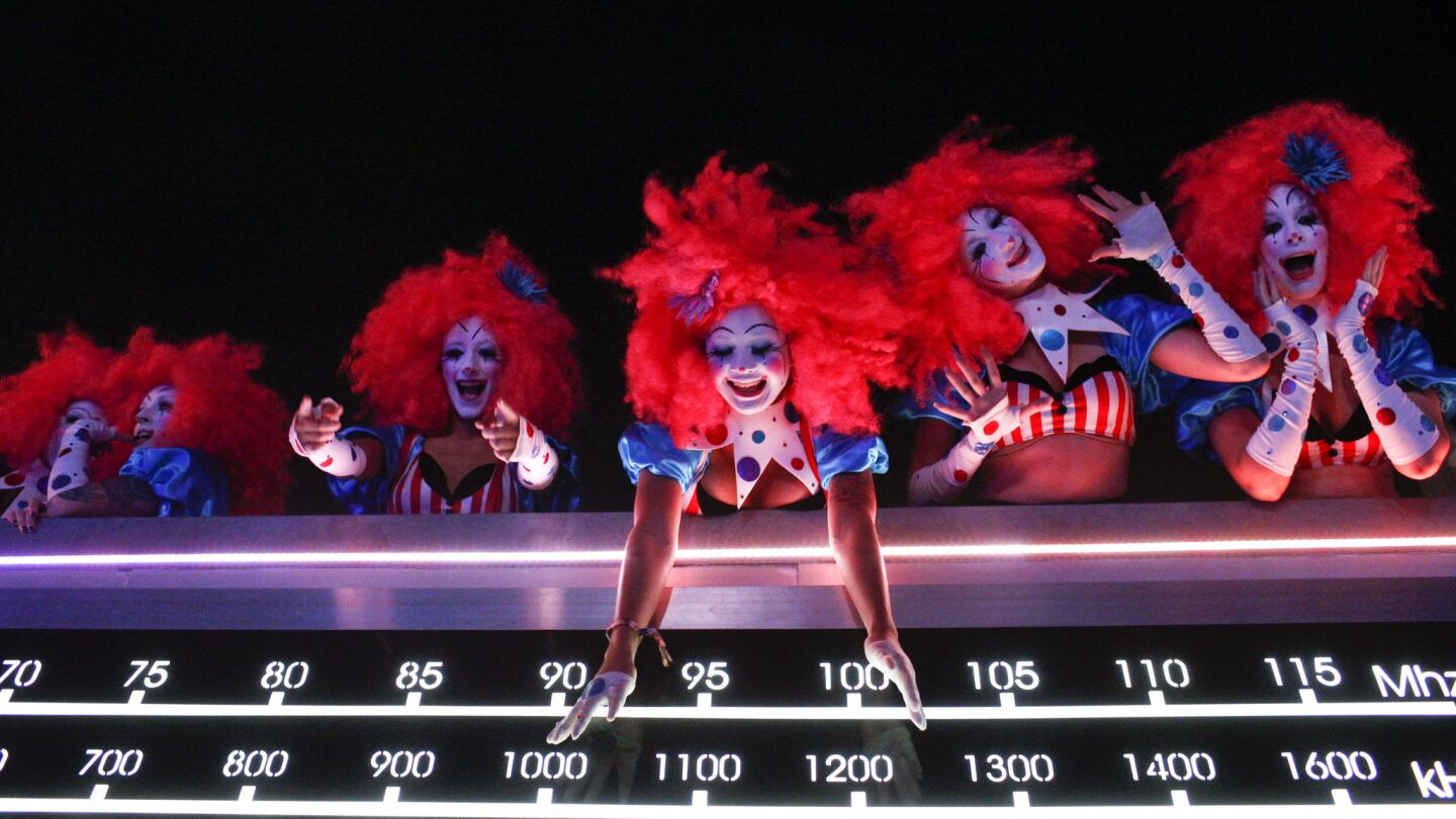 Coney Island clowns dance during the Electric Daisy Carnival in Las Vegas on June 18.