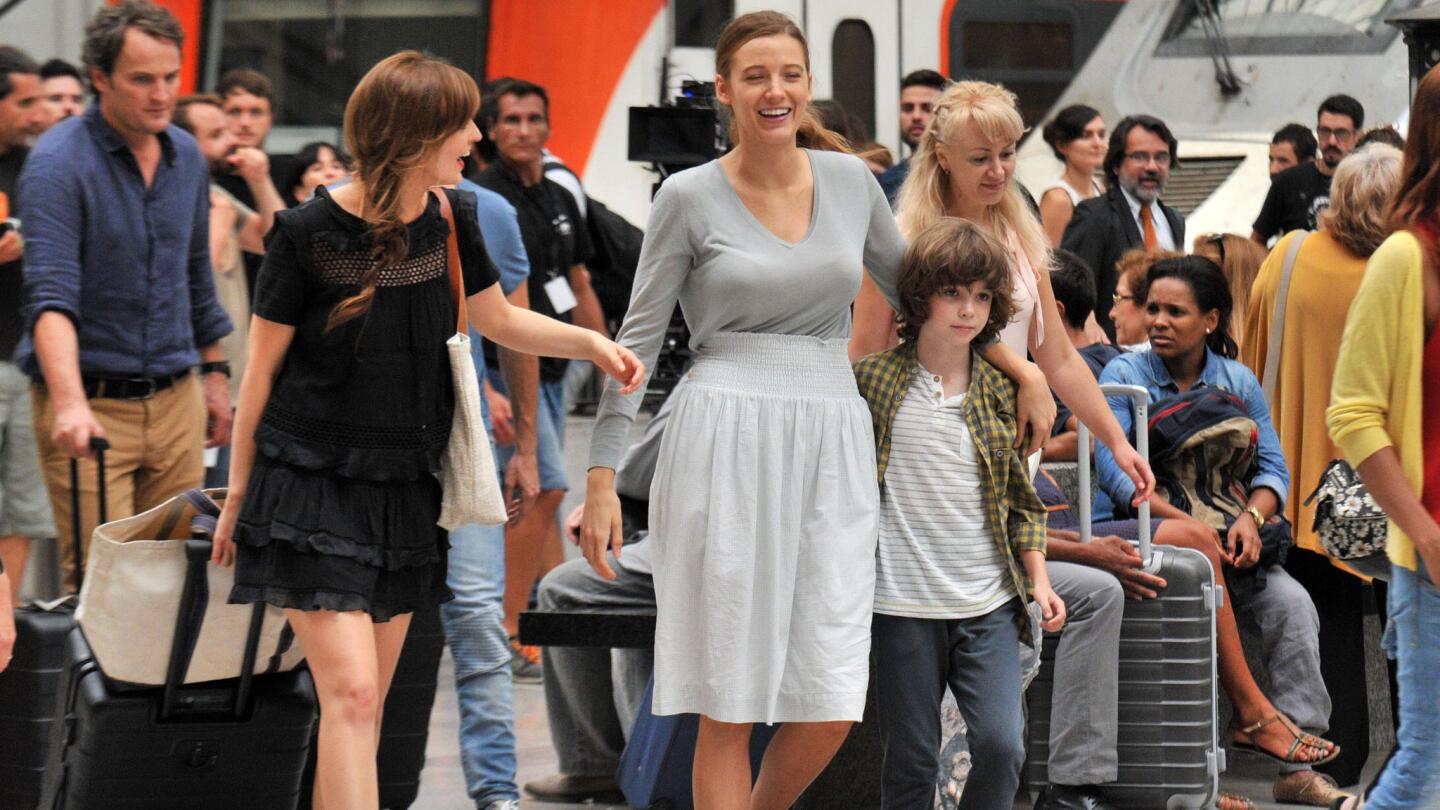 In Barcelona, Spain, Blake Lively, center, films a scene from "All I See Is You" on July 27, 2015.