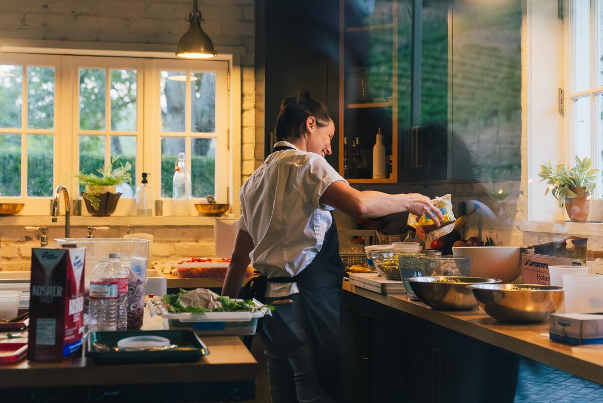 Australian chef Clare Falzon in the kitchen of chef Curtis Stone's Four Stones Farm in Agoura Hills.