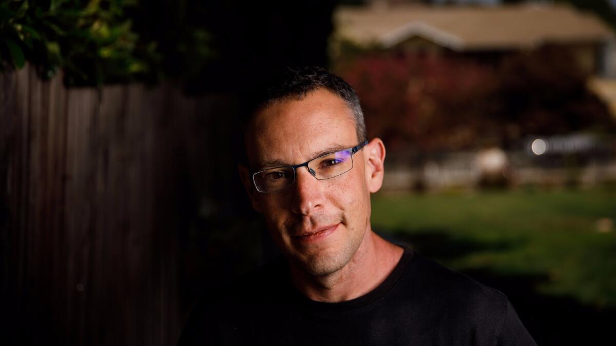 Ben Loory in his yard in Los Angeles.