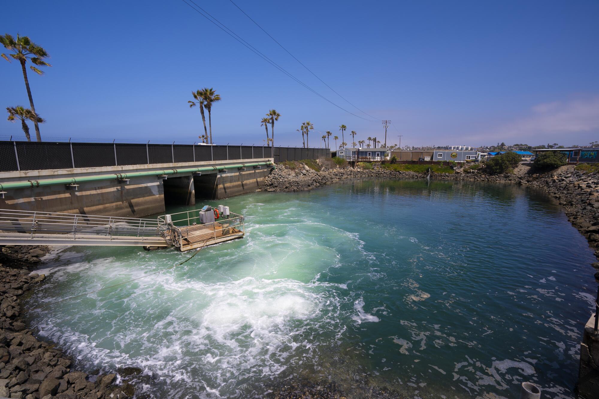 Brine water exiting from Carlsbad Desalination Plant before finally exiting out towards the ocean jetty.