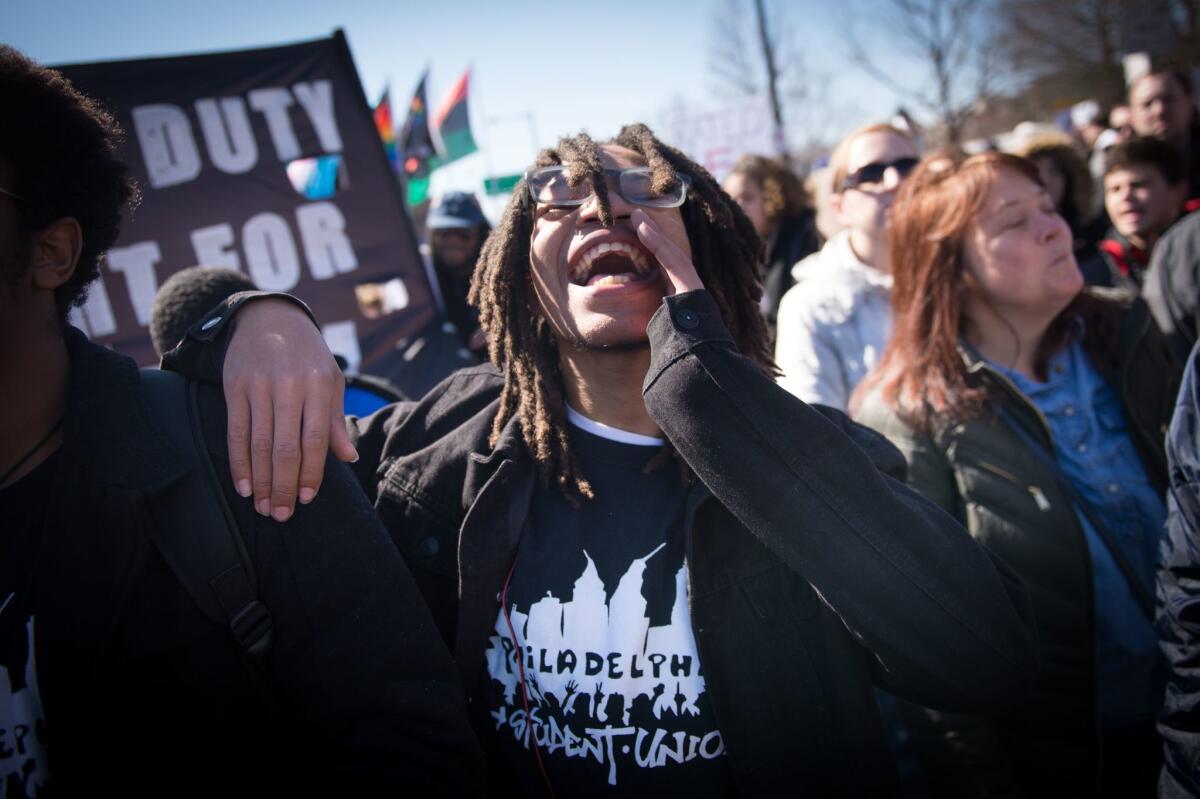 PHILADELPHIA: Students and supporters take part in the March for Our Lives.