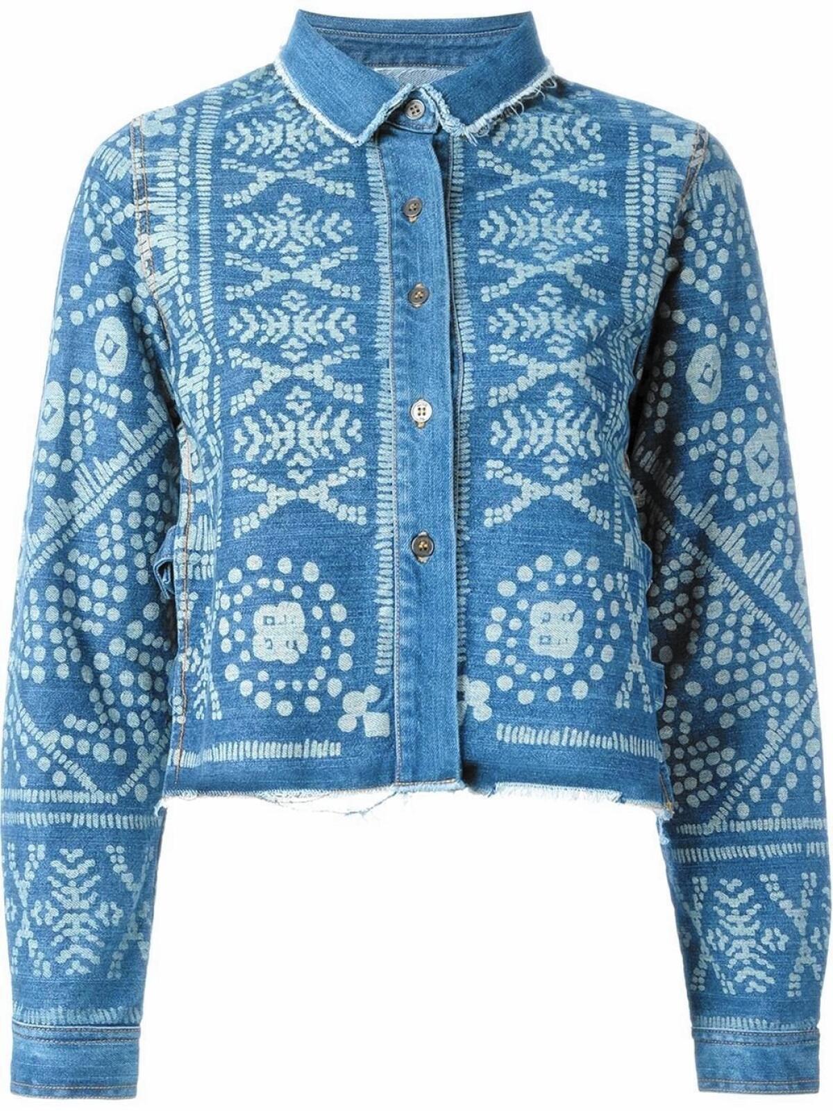 Sea printed denim jacket, $403.53, at www.farfetch.com