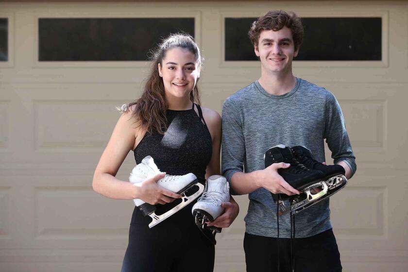 Juliette and Lucas Shadid are a local ice dance team from Newport Coast, who train at Orange County Great Park and medaled at a recent national competition. They continue to work out daily to stay fit since they can't use the ice.