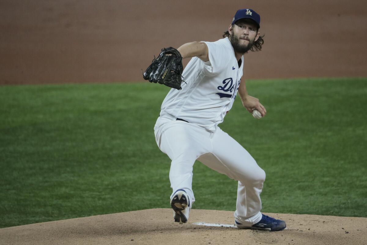 Clayton Kershaw delivers a pitch in the first inning of Game 2. 