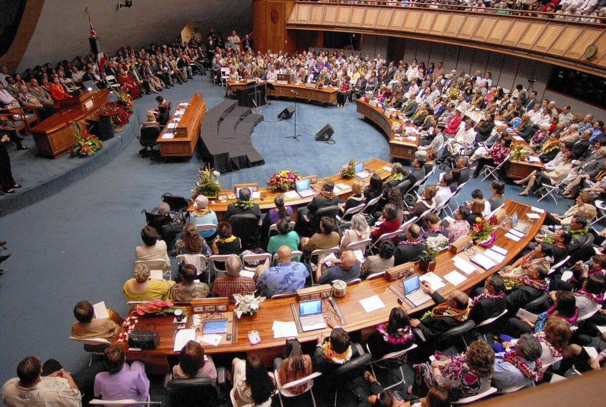 Inside the Hawaii Senate chamber in Honolulu.