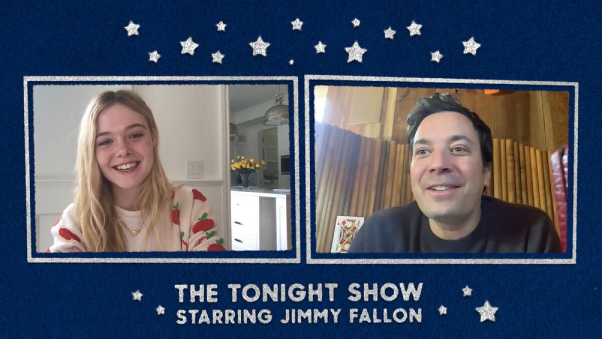 Jimmy Fallon interviews Elle Fanning in a May edition of "The Tonight Show."