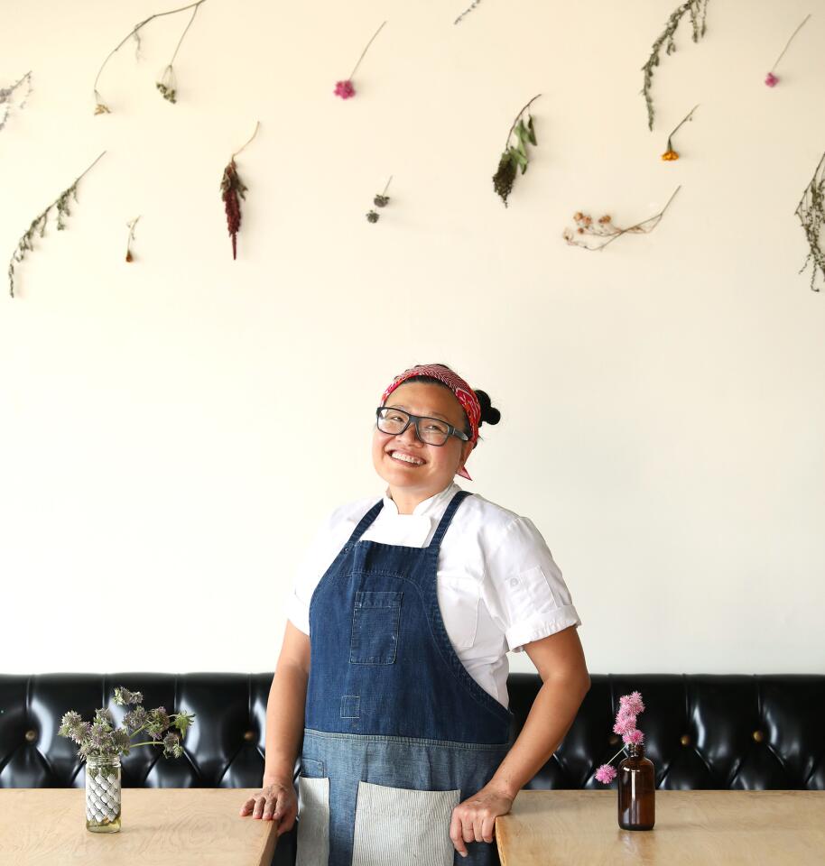 Chef Minh Phan at Porridge + Puffs in Los Angeles.