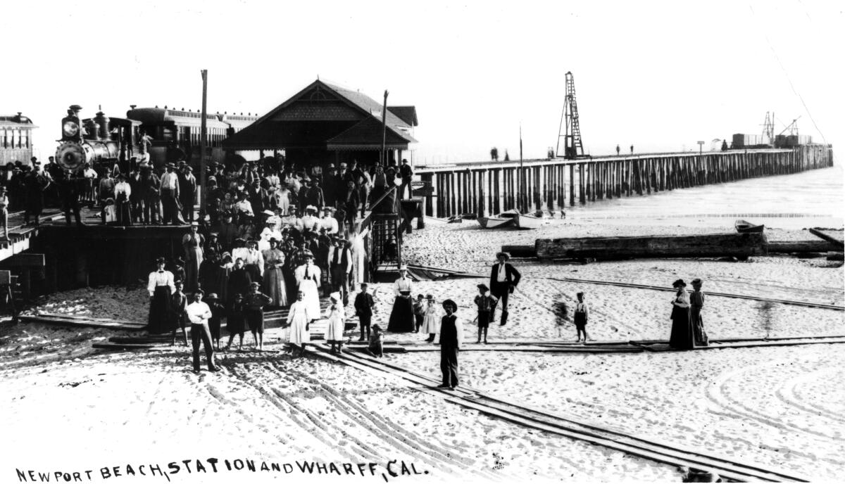 A photo of the Newport Wharf and Station, taken approximately in 1905.