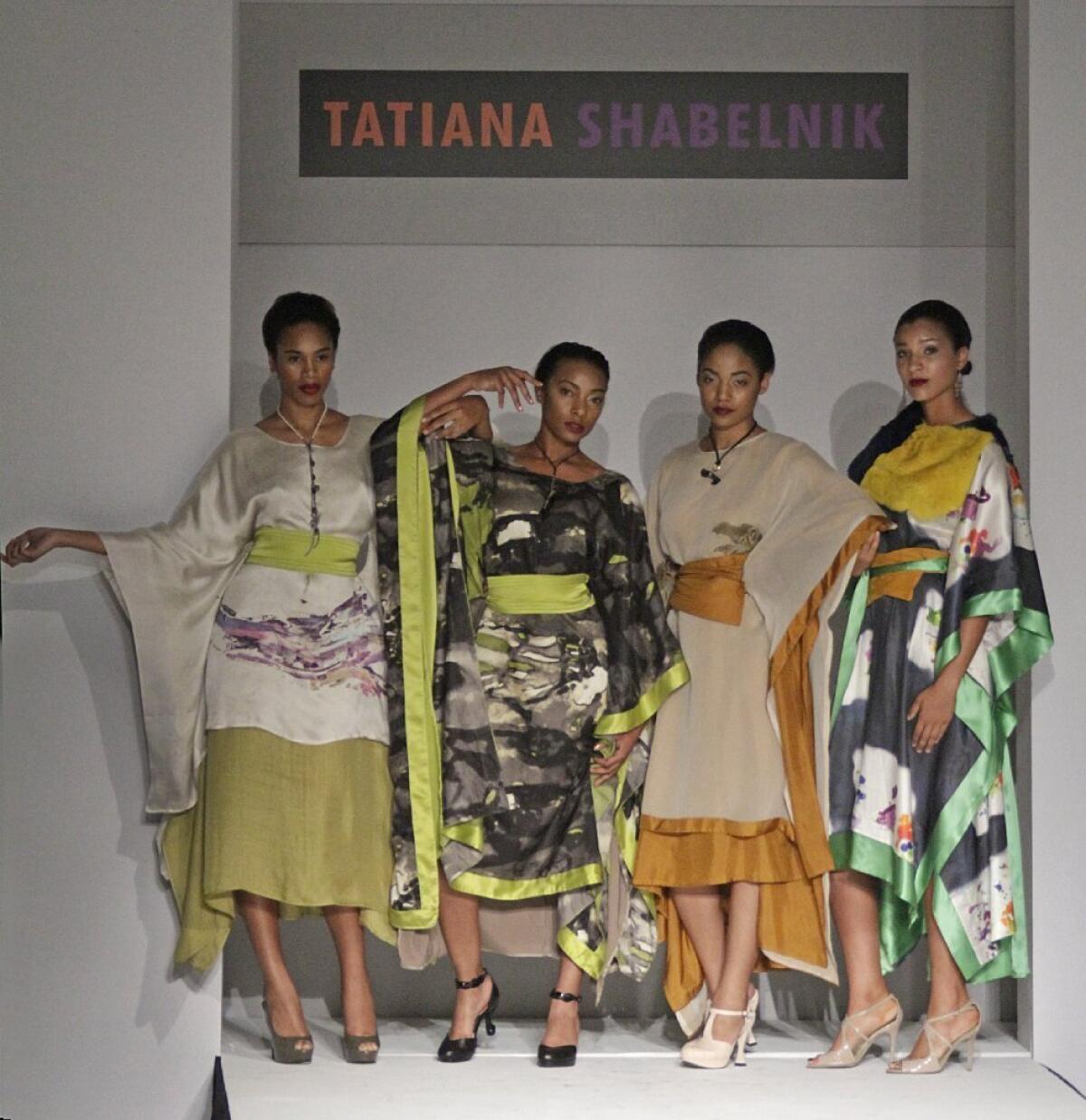 Looks from the fall and winter 2014 Tatiana Shabelnik collection, presented during Los Angeles Fashion Week.