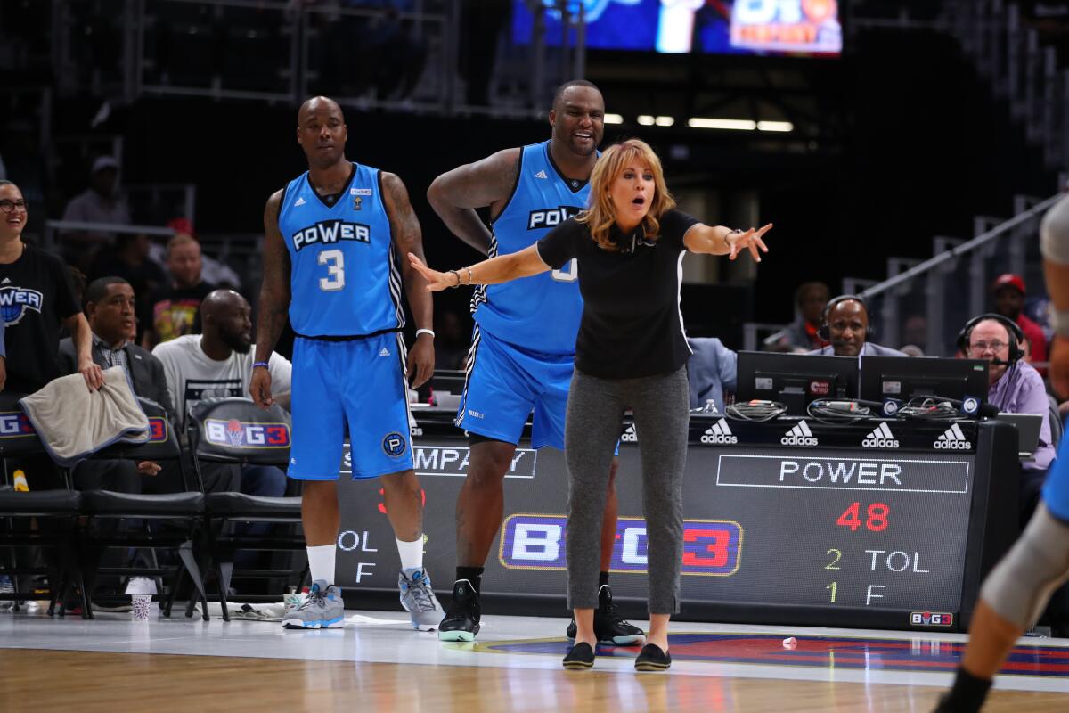 Power head coach Nancy Lieberman directs her players during a Big3 game in June.