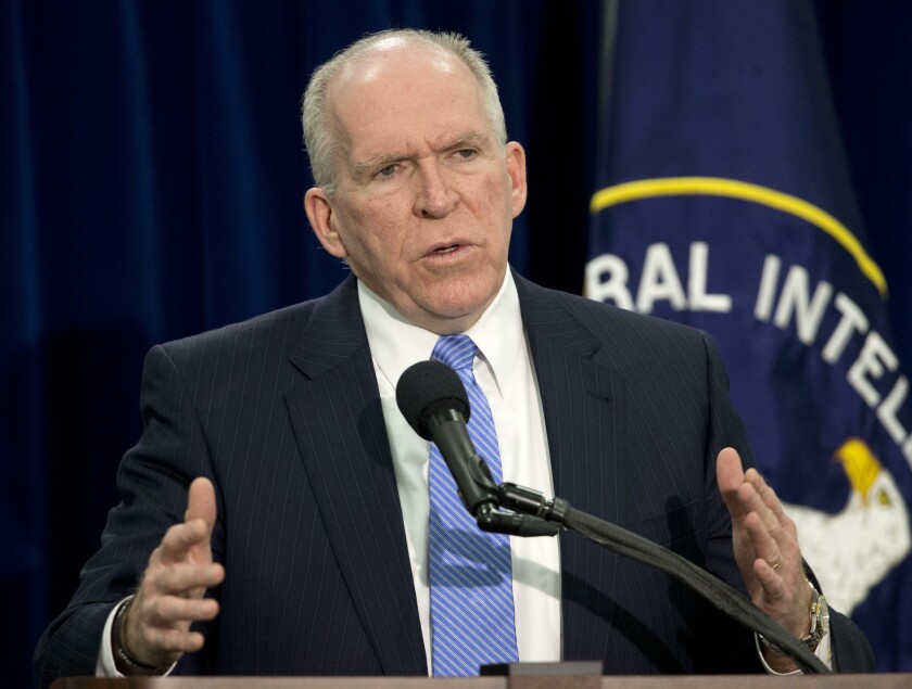 CIA Director John Brennan speaks during a news conference at CIA headquarters in Langley, Va., last December.